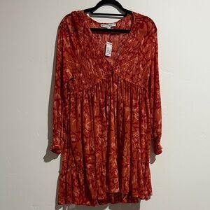 Elegant Long Sleeve Red Dress